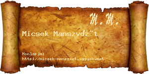 Micsek Manszvét névjegykártya